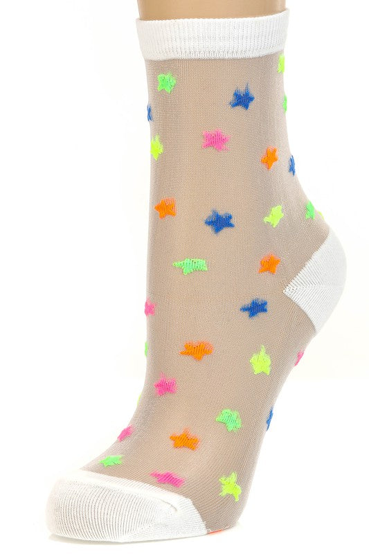 Show Pony Star Ankle Socks in White