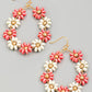 Daisy Wooden Beaded Dangles in Coral
