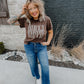 Dirty Hippie Distressed Tee in Coffee